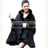 CX-B-P-25E 2016 New Product Fur Poncho Fur Cape With Fox Fur Trimmed thumbnail-4