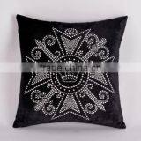 Custom High Quality Crystal Strass Rhinestone Motif Cross Black Seat Cushion Cover For Sofa thumbnail-1