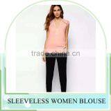 2016 Hotsale Sexy Chiffon Lace Patchwork Blouse Design Sleeveless Top Clothings for Women thumbnail-4