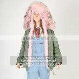 Myfur Plus Size Mini Parka With Fur Lining Luxury Colorful Raccoon Fur Hood thumbnail-4