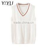 Customized School Uniform 100% Cotton White Cable Knit Vest Sweater thumbnail-1