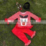 Baby Clothes Winter/fall Boutique Red Grid Ruffle Outfits Girls Reindeer Sets Christmas Outftis With Necklace and Headband thumbnail-1