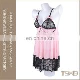 Pink lace comfortable thin babydoll , sexy lingerie for fat women