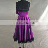 Strapless Neckline Sleeveless Purple Satin Birthday Short Party Pregnant Evening Dresses thumbnail-2