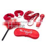 Sex Toy Adult Bondage Toy Set 5pc Bondage Love Kit Blindfold, Whip, Hand Cuff, Ball Gag & Feather Tickler thumbnail-1