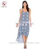 Custom Made Sublimation Print Fashion Women Silk Long Beach Dress 2017 thumbnail-1