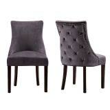 Bottoned Dining Chair With Solid Rubber Wood Legs thumbnail-1