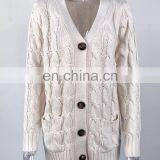 Hot Casual Solid Color Twist Button Jacket Cardigan Sweater For Women thumbnail-7