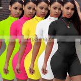 5colors Women High Elastic Sexy Tights Activewear Fitness Running Bodycon Shorts Jumpsuit thumbnail-2