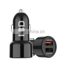 2 in 1 30W 5V 2A Car Charger to Socket Alluminum Alloy 12V Car Charger Logo