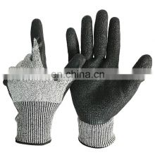 HY Hand Job Gloves with rough surface Latex guantes de ANSI A4 Anti Cut Latex Finished Fishing Glove