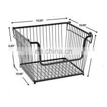 Rectangular Black Laundry Large Mesh Foldable Egg Carbon Steel Birdcage Wholesale Stackable Handmade Fruit Metal Wire Basket thumbnail-1