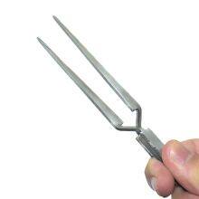 Stainless Steel Cross Reverse Tweezers Fine Pointed Round Head Reverse Fork Tweezers Effort Saving Tweezers Fixed Clamp Open thumbnail-4