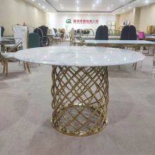 Hot Sell Event Use Round Slate Top Banquet Stainless Steel Dining Table thumbnail-1