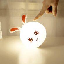 Rabbit Lamp Bunny LED Night Light Children's Night Light Baby Sleeping Bedside Lamp USB Silicone Tap Control Touch Sensor Light thumbnail-1