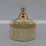 Mercury Gold Ribbed Fluted Glass Jar With Lid / Crystal Glass Candy Jar /Hand Pressed Quality Choice thumbnail-3