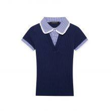 Spring New Style Women's Casual Color-matching Short-sleeved Simple Ribbed T-shirt With Round Collar and Reversible Design thumbnail-2