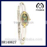 nice design elegant fashion alloy watch*oval case two tone plating mother of pearl dial fashion watch