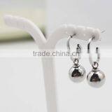 Silver Solid Stainless Steel Ball Pendant Fashion Earrings