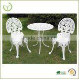 White cast aluminum garden three pcs bistro table and chair set wholesale