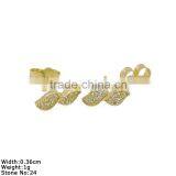 GZA9-018 Twist Design Small Silver Earring With Stones Stud Earrings thumbnail-3