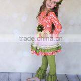 2016 Hot Sale Fall Winter Floral Print Matching Black Leggings Little Girls Boutique Outfit thumbnail-5