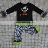 OEM Service Winter Owl Long Sleeve Ruffle Pant Halloween Boutique Girl Clothing thumbnail-2