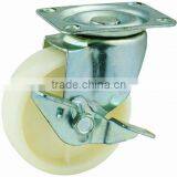 14 Double Ball Raceway Structure Top Plate Swivel White PP Caster With Side Brake thumbnail-1