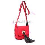 Manufacturer Design Metal With Tassel Detail Flap Trendy Red Lady Across Body Leather Bag thumbnail-2