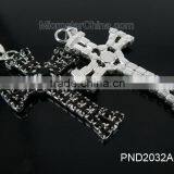 Fashion Black Color Copper Clear Rhinestone Cross Locket Pendant Necklace thumbnail-3