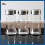 Glass Condiment Salt Holder With Stainless Steel Caps thumbnail-1