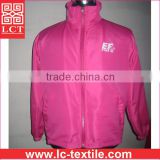China OEM factory wholesale custom print promotion slim fit ladies pink 201D nylon work jacket with Elastic waistband(LCTU0062)