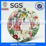 metal tin can with flower printing from manufacturer