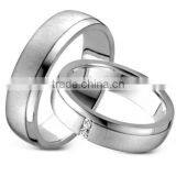 Custom factory price titanium couple ring stainless steel diamond custom wedding ring set