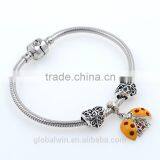 Vintage Royal Embossment Flowers S925 New Arrivals Safety Chain Imitation Stone Flower Automatic Adjust Silver Chain Charm A020 thumbnail-5