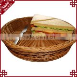 S&D customized handcraft waterproof cheap brown round pe rattan wicker bread basket