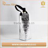 Green Field Washable Metallic Kraft Paper Bottle Wine Cooler Bag thumbnail-3