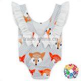 New Design Infant Baby Backless Sunsuit Jumpsuit Flutter Sleeve Floral Romper thumbnail-2