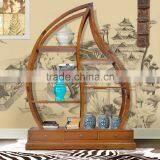 Book Rack Leaf With 3 Drawers Natural Teak Wood Furniture thumbnail-1
