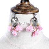Bohemian Jewelry Crystal Pendant With Pink Tassel Charms Earrings for Women thumbnail-2