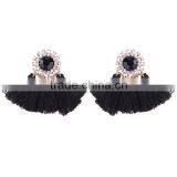 Bohemian Jewelry Big Crystal Gems With Tassel Drop Earrings for Women thumbnail-5