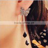 South Korean Butterfly Design Earrings for Girls,long Tassels Crystal Stud Earring thumbnail-1