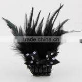 Trendy Bowknot Rhinestone Inlaid Brooches Feather Embellished Dual-use Hairpin Brooch for Costume Jewelry thumbnail-5