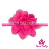 Lovely Toddler Floral Hot Pink Fabric Baby Girl Lace Bulk Flashing Flower Hair Accessories Elastic Headband thumbnail-1