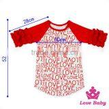Hot Sale Children Spring Clothes Long Sleeve Love Printed Stringy Selvedge Ruffle Plain Red Design Baby Tops thumbnail-6