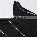 New Designer One Piece Sexy Flash Stripes Black One-shoulder Party Dress thumbnail-6