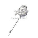 Conch /Sea Snail Silver Tone Starfish Pattern Clip In Hair thumbnail-1