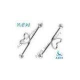 Stainless Steel Unique Heart Ear Piercing Jewelry / Industrial Barbell Jewelry For Party thumbnail-1