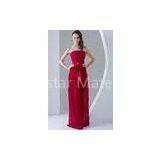 Beauty Strapless Burgundy Womens Party Dresses With Bow , Satin Chiffon Fabric thumbnail-1