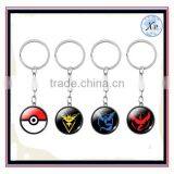 2016 Wholesale Hot Sell China Round Custom Metal Glass Pokemon go Keychain